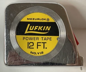 Cinta eléctrica Lufkin Mezurlok 12 pies No. Y12 Vintage - Imagen 1 de 14
