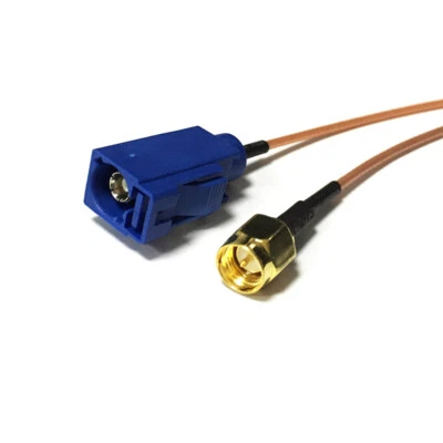 SMA male plug to Fakra C female jack pigtail cable RG178 6" for GPS extension - Image 1 of 4