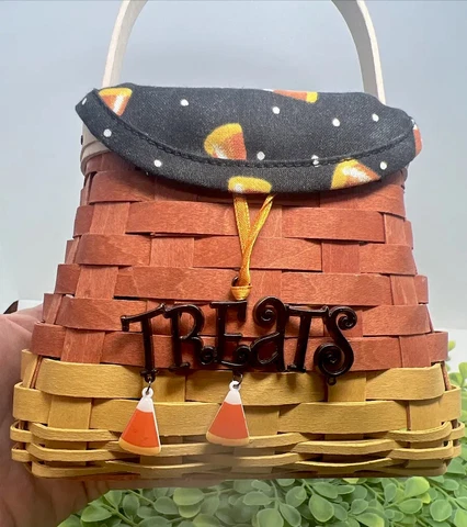 Longaberger Basket Halloween Treats Candy Corn Liner combo Plastic Protector Cover