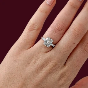Lab Grown 2.26 Ct Radiant Cut Diamond Ring IGI 14k White Gold Wedding  6 - Picture 1 of 14
