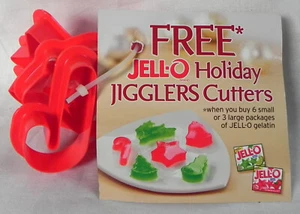 Set of 6 Jello "Holiday Jigglers Cutters", Red Plastic 2-1/2", New with Card - Bild 1 von 5