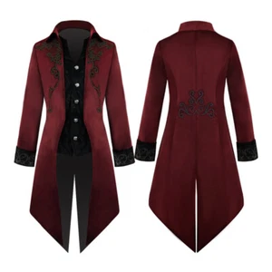 Hombres Vampiro Gótico Cuello Traje Largo Chaqueta Esmoquin Abrigo Victoriano Frock De Colección - Imagen 1 de 14