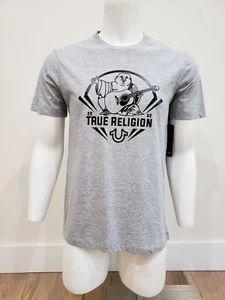 True Religion Men's Buddha Foil Crew Neck Tee Grey Size M - Picture 1 of 8