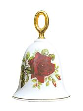 Vintage DANBURY MINT American Rose Collection Bell Fine English Bone China RED