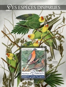 EXTINCT BIRDS Passenger Pigeon/Carolina Parakeet Stamp Sheet #154 2019 Djibouti - Picture 1 of 1