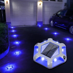 Solar Dock Lights Driveway Deck Lights, 12-Pack Waterproof Outdoor LED Aluminum - Picture 1 of 7
