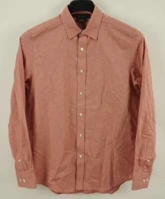 New $108 Bloomingdales Mens Small Long Sleeve Red Cotton Flannel Button Up Shirt - Image 1 of 4