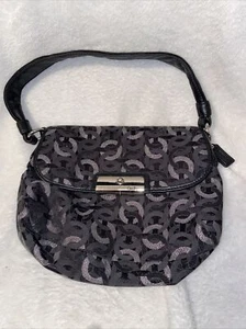 Authentic Coach Gunmetal Gray/Black Chain Link Lurex Fabric Bag Small Purse - Picture 1 of 7