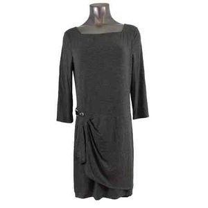White House Black Market WHBM Women's Dress Gray Square Neck 3/4 Sleeve 14 - Picture 1 of 7