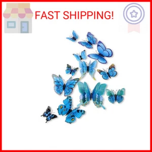 Mixed of 12PCS 3D Pink Butterfly Wall Stickers Decor Art Decorations¡ (2*Blue) - Picture 1 of 2