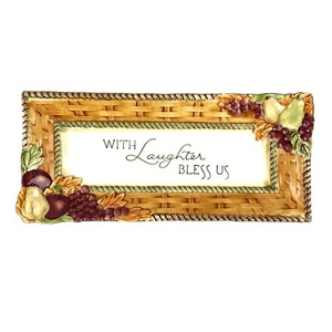 Grasslands Road Medium Nested Serving Tray With Laughter Bless Us Ceramic Plate - Picture 1 of 7