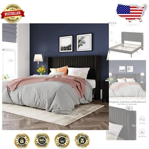 Modern Velvet Upholstered Platform Bed with No Box Spring Requirement - Black - Picture 1 of 10