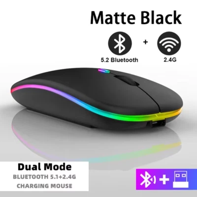RGB Wireless Mouse Bluetooth 5.1 + 2.4G Dual Mode Silent & Rechargeable Gift UK - Image 1 of 3