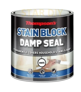 Thompsons White Stain Block Damp Seal Paint Protects Cover Prevents Stains - Picture 1 of 5