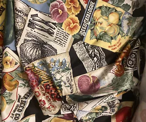 "Home Grown" Greeff 1992 Echo Design Garden Veggies Seed Packets Cotton Fabric - Picture 1 of 3