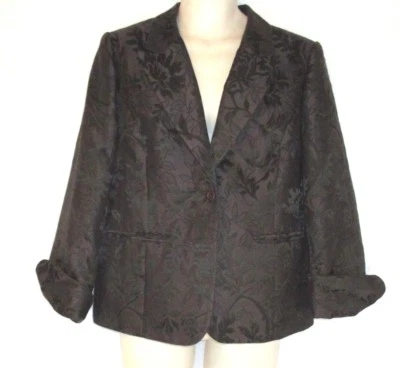 Dialogue женская куртка Blazer коричневый цветочный размер 12 карьера длинный манжеты рукав DD466 - Изображение 1 из 4