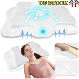 Almohada cervical alivio del dolor ajustable ergonómico espuma viscoelástica contorno soporte de cama - Imagen 1 de 7