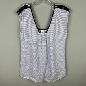 Cabi Windward Reversible Striped Nautical Linen Blend Top Womens M Style 5600 - Picture 1 of 9