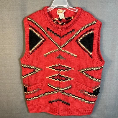 Chaleco Suéter Banana Republic De Colección Años 80 Rojo Tejido a Mano 100% Lana, Grande Foto 1 de 4