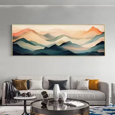Panoramic View of Modern Abstract Landscape Canvas Print Wall Art Home Decor - Image 1 of 4