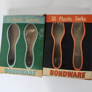 Vintage Bondware Plastic Spoons Forks Packages Continental Can Company  - Picture 1 of 2