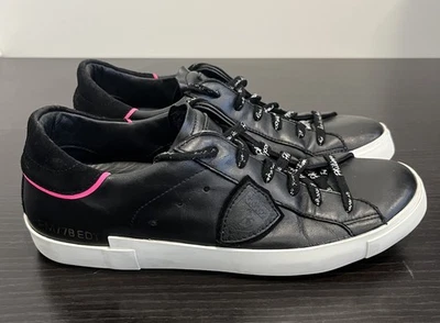 Zapatillas bajas Philippe Modelo PRSX de cuero negro rosa para mujer talla 40 UE/9US Foto 1 de 4