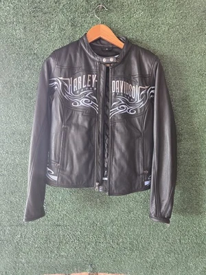 Women’s Harley Davidson Motorcycle Jacket Size Small Black With Blue Accents - Image 1 of 3