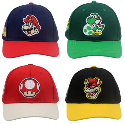 Gorra de béisbol bordada Super Mario Toad Yoshi para niños niñas Hip Hop Prendas para la cabeza Gorras Foto 1 de 4