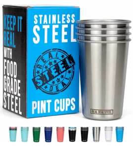 Edelstahl 16 Unzen Pint Becher: Real Deal Stahl stapelbare einwandige Becher - Bild 1 von 10