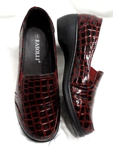 Rasolli Patent Croc Burgundy Shoes Skid Resistant Slip On Women's Size 8 - Picture 1 of 20