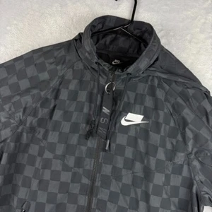 Nike Jacket Mens Medium Windrunner NSW Sportswear Hooded Windbreaker Checkered - Picture 1 of 11