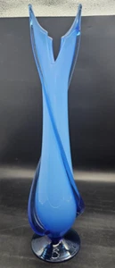 Cristalleria Betti Fratelli Empoli Murano Glass Blue Case Footed Vase 19 1/4" T - Picture 1 of 13