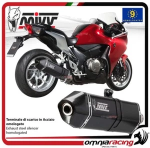 Mivv exhaust slip-on Speed edge approved black steel Honda VFR1200 2010-2016 - Picture 1 of 9
