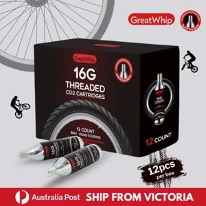 GreatWhip 16g CO2 Threaded Cartridges 12 PACK For Bike Bicycle Tire Air Inflator - Picture 1 of 11