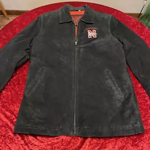 Varsity Excelled Black Suede Nebraska Cornhuskers Jacket Size M - Picture 1 of 9