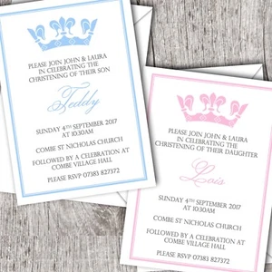 Personalised Invitations • Christening ~ Baptism ~ Naming Day • Girl/Boy DD4 - Picture 1 of 3
