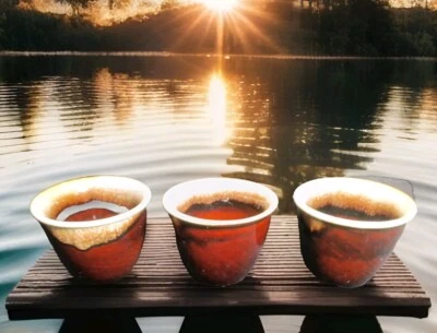 3 Pfaltzgraff Ovenproof Custard Cups Ramekins Brown Drip Glaze 2.5"H - Image 1 of 4