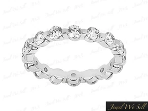 1.40Ct Round Diamond Shared Single Wedding Eternity Band Ring 950 Platinum G SI1 - Picture 1 of 3