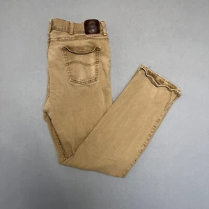 Lee Straight Regular Fit Jeans Tan Brown Denim Men's W42 L34 - Picture 1 of 18
