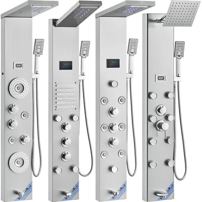 VEVOR LED Panel de Ducha Torre Sistema de Masaje Chorros de Lluvia y Cascada Acero Inoxidable Foto 1 de 2