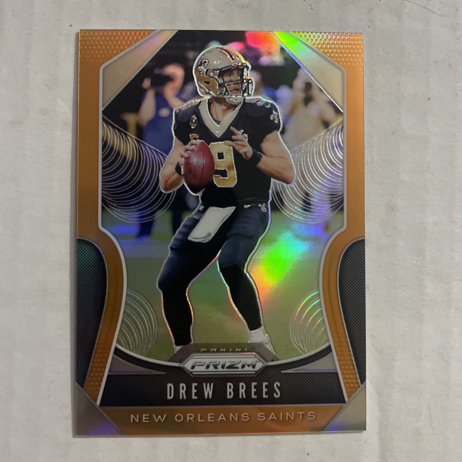 2019 Panini Prizm Football Drew Brees /249 Orange Prizm #186 New Orleans Saints