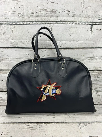 Vintage NBA Philadelphia 76ers Logo Basketball Carry Leather Duffel Travel Bag Cover