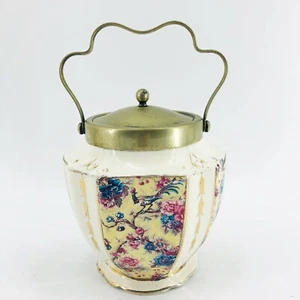 Antiguo tarro de galletas L & Sons England Lancaster & Sons EPNS tapa marcada pavos reales - Imagen 1 de 12