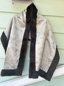 Vintage 1950s Silk Fine Fur Stole Scarf Wrap, 1940s Evening, 70”long x 20” wide - Picture 1 of 6