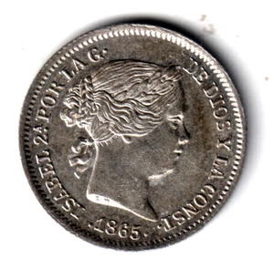 ESPAÑA 10 centimos de escudo plata 1865 Madrid - Reina Isabel II sin circular - Imagen 1 de 2