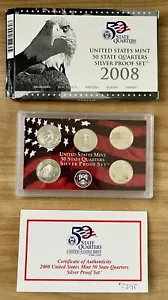 2008-S 50 State Quarters Silver Proof Set in OGP. Box & COA! 0.9 Fineness Coins! - Picture 1 of 5