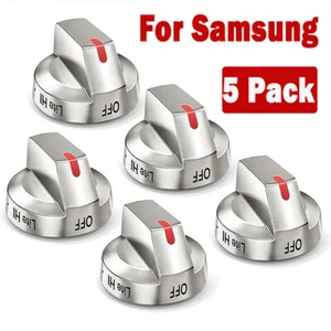 5 X DG64-00473A Black Stainless Steel Oven Gas Stove Knobs For Samsung Range - Picture 1 of 12