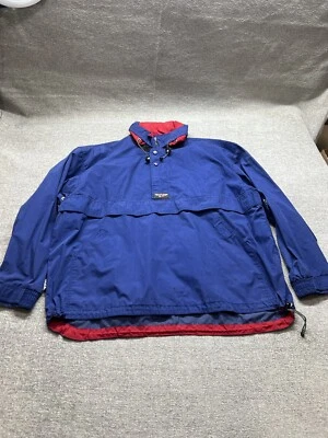 VTG 90's Chaps Ralph Lauren Blue Red Plaid Anorak Windbreaker Jacket Hood XL - Image 1 of 4