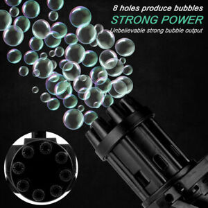 Kids Automatic Bubble Gun Plastic Toys Summer Soap Water Bubble Machine 2-in-1