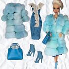 Eledoll Clothes Fashion Pack for 12 inch Fashion Doll Teal Blue Fur Set